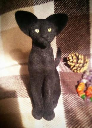 Чорний кіт . кошеня з вовни . іграшка з вовни , подарунок , інтер'єрні іграшки , ручна робота8 фото