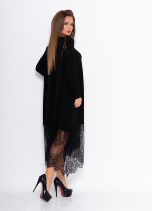 Чорна фактурна вільна сукня з мереживом, розмір s3 фото