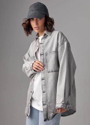 Джинсова куртка в стилі grunge - світло-сірий колір, l5 фото