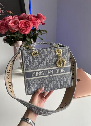 Christian dior medium lady d-lite bag grey4 фото