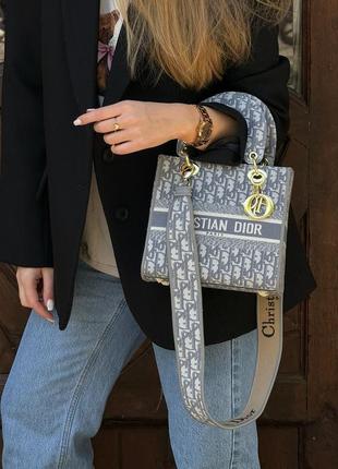 Christian dior medium lady d-lite bag grey1 фото