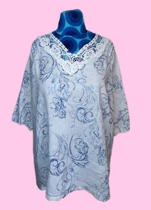 Льняная блуза туника alice rinaldi италия 48-50 размер