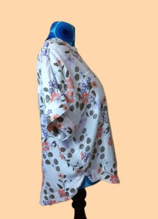 Блузка из чистого льна с цветочным4 фото