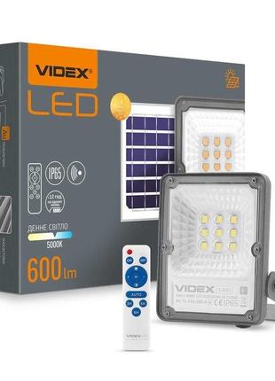 Автономний led прожектор 10 w videx 600 lm 5000 k із сонячною пан