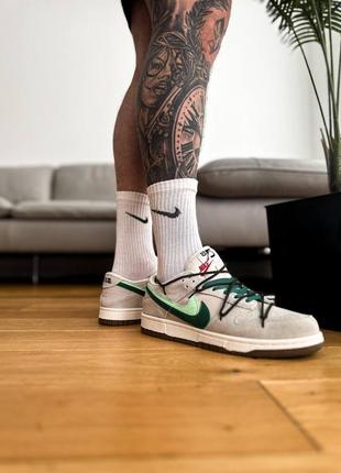 Чоловічі кросівки сірі з зеленим nike sb dunk low double swoosh4 фото
