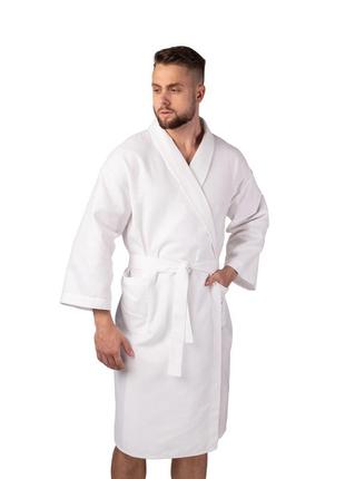 Вафельный халат luxyart кимоно 100% хлопок белый (10 цветтов)2 фото