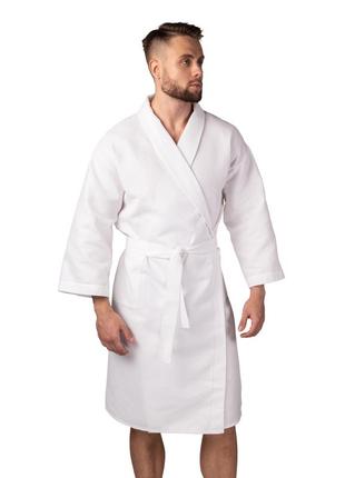 Вафельный халат luxyart кимоно 100% хлопок белый (10 цветтов)1 фото