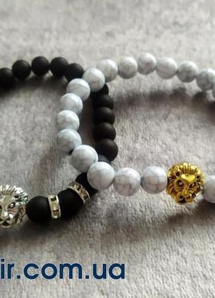 Парні браслети для двох закоханих з шунгита вулканічного камен...