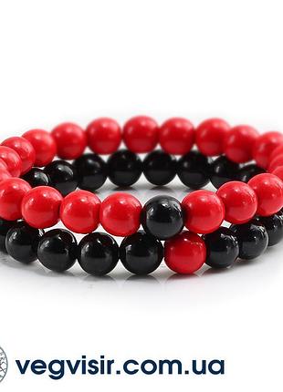 Парні браслети для двох закоханих із шунгіту вулканічного каме...