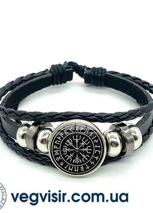 Шикарный кожаный браслет вегвизир шлем ужаса рунический компас...