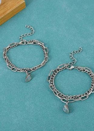 Парні подвійні браслети для закоханих на магніті дві половинки...2 фото