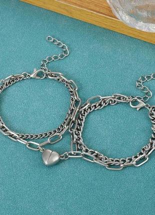 Парні подвійні браслети для закоханих на магніті дві половинки...4 фото