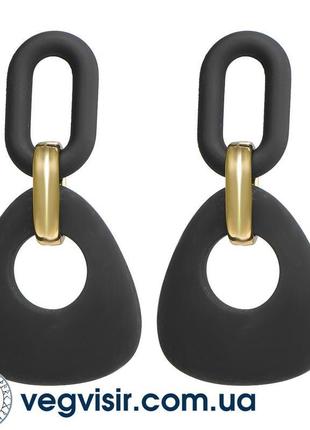 Модные серьги в форме капельки капля черные геометрия металлич...