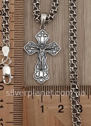 Срібна цепочка і ажурний хрестик. чоловічий кулон хрест та лан...5 фото