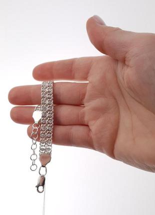 Жіночий срібний браслет подвійний арабський бісмарк з камінцям...3 фото