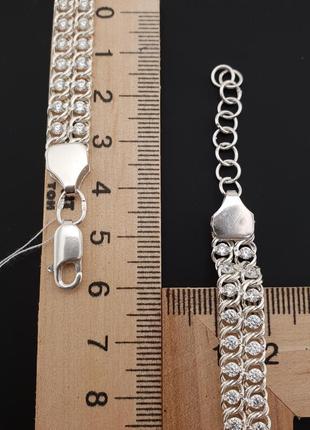 Жіночий срібний браслет подвійний арабський бісмарк з камінцям...5 фото
