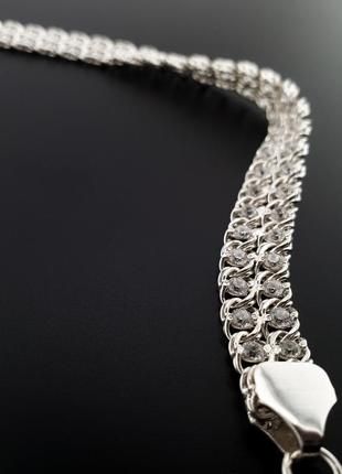 Жіночий срібний браслет подвійний арабський бісмарк з камінцям...7 фото