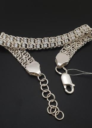 Жіночий срібний браслет подвійний арабський бісмарк з камінцям...9 фото