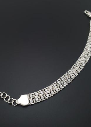 Жіночий срібний браслет подвійний арабський бісмарк з камінцям...10 фото