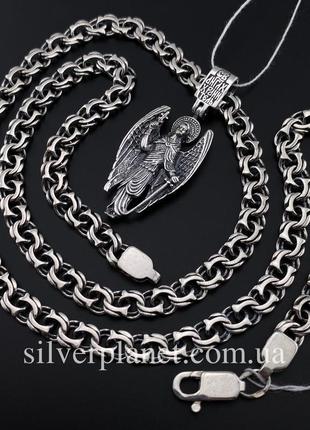 Срібний ланцюжок чоловічий з кулоном архангел михайло, товстий...10 фото