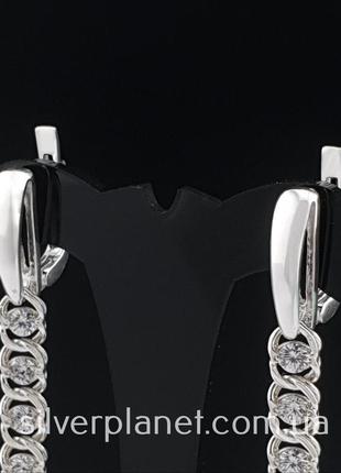 Гарні срібні сережки підвіски підвіски арабка з камінчиками. в...6 фото