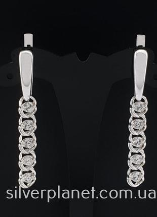 Гарні срібні сережки підвіски підвіски арабка з камінчиками. в...7 фото