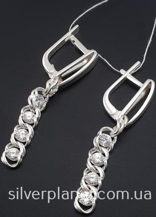 Гарні срібні сережки підвіски підвіски арабка з камінчиками. в...8 фото