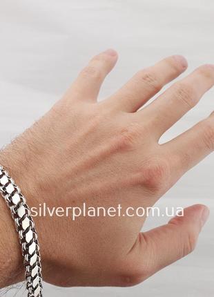 Чоловічий браслет срібло подвійний з накладками. довжина 21 см...8 фото