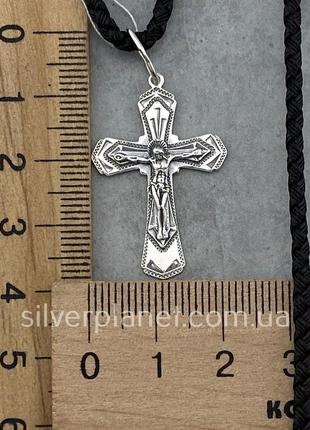 Шовкова цепочка з срібним хрестиком. срібний кулон хрест і шов...5 фото