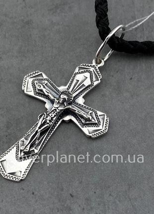 Шовкова цепочка з срібним хрестиком. срібний кулон хрест і шов...6 фото