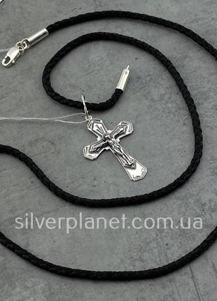 Шовкова цепочка з срібним хрестиком. срібний кулон хрест і шов...8 фото