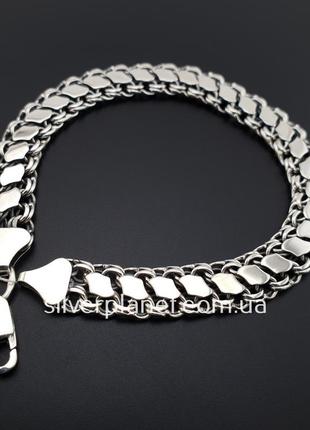 Двосторонній чоловічий срібний браслет з накладками (ширина 9 ...9 фото