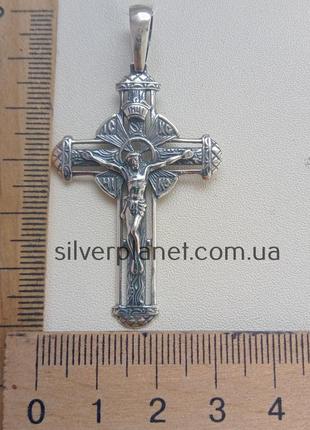 Гарний срібний хрестик. чоловічий православний хрест зі срібла...5 фото