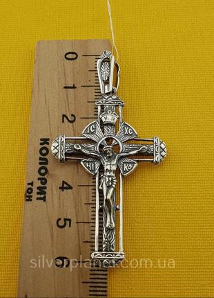 Гарний срібний хрестик. чоловічий православний хрест зі срібла...6 фото