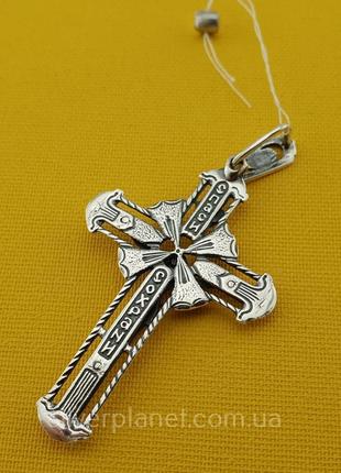 Гарний срібний хрестик. чоловічий православний хрест зі срібла...7 фото
