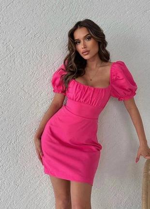 Трендова сукня зі зборками спереду та  зав‘язками на спинці