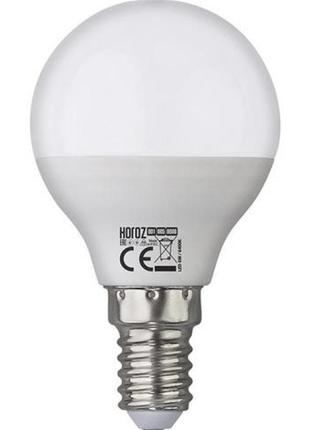 Лед лампа кулька 6w e14 3000к тепле світло elite-6 horoz