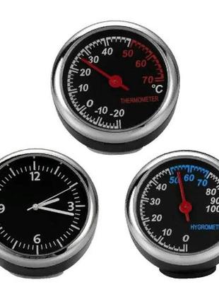 Часы, термометр, гигрометр для авто, крышка нержавейка "classic turbo"