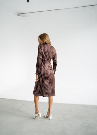 Легке шовкове плаття в горошок міді2 фото