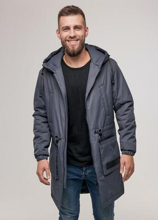 Куртка дощовик сіра з капюшоном2 фото