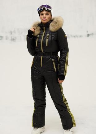 Зимовий лижний комбінезон із натуральним хутром і світловідбивача1 фото