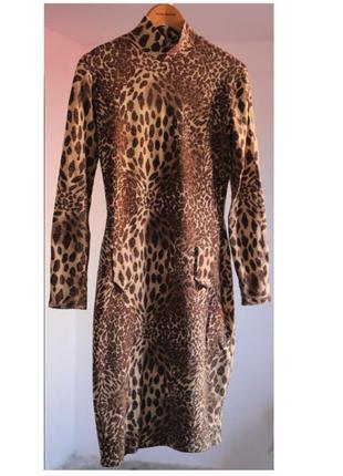 Вовняна теплу сукню міді принт леопард