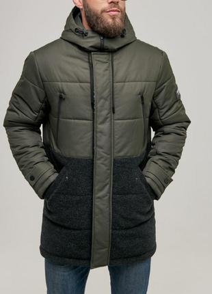 Практична зимова куртка хакі1 фото