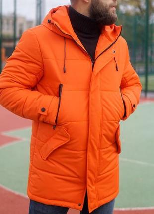 Яскрава помаранчева крута зимова чоловіча куртка омнихит3 фото