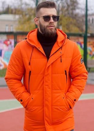Яскрава помаранчева крута зимова чоловіча куртка омнихит4 фото