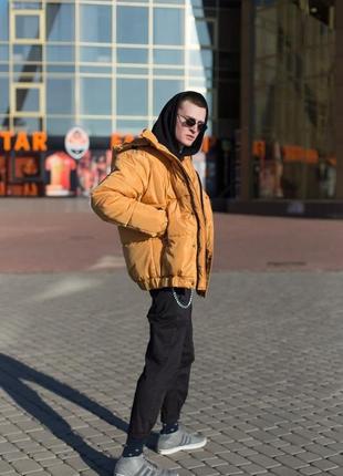 Зимова яскрава чоловіча гірчична куртка мінус -202 фото