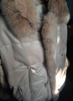 Легкий куртка пуховик зима з хутром песця8 фото