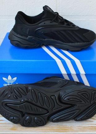 Adidas oztral кросівки кеди чоловічі адідас весняні літні демісезонні демісезон низькі нубук сітка текстильні легкі чорні топ якість ліцензія6 фото