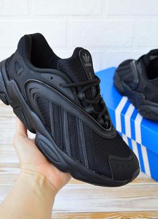 Adidas oztral кросівки кеди чоловічі адідас весняні літні демісезонні демісезон низькі нубук сітка текстильні легкі чорні топ якість ліцензія1 фото