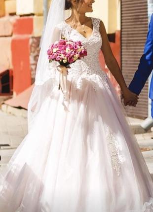Весільна сукня довга міді пишна з корсетом святкова2 фото
